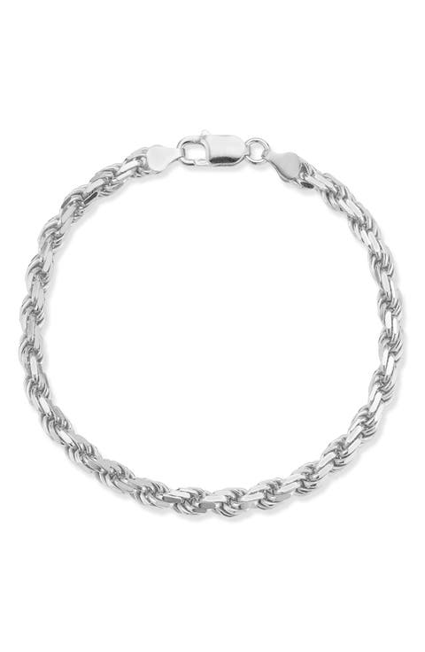 Men's Sterling Silver Rope Chain Bracelet