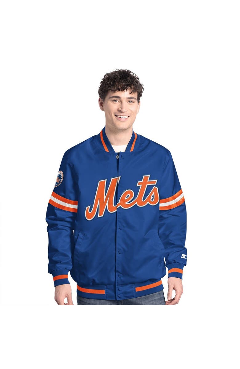 STARTER Men's Starter  Royal New York Mets Scout Full-Snap Varsity Jacket, Alternate, color, Royal
