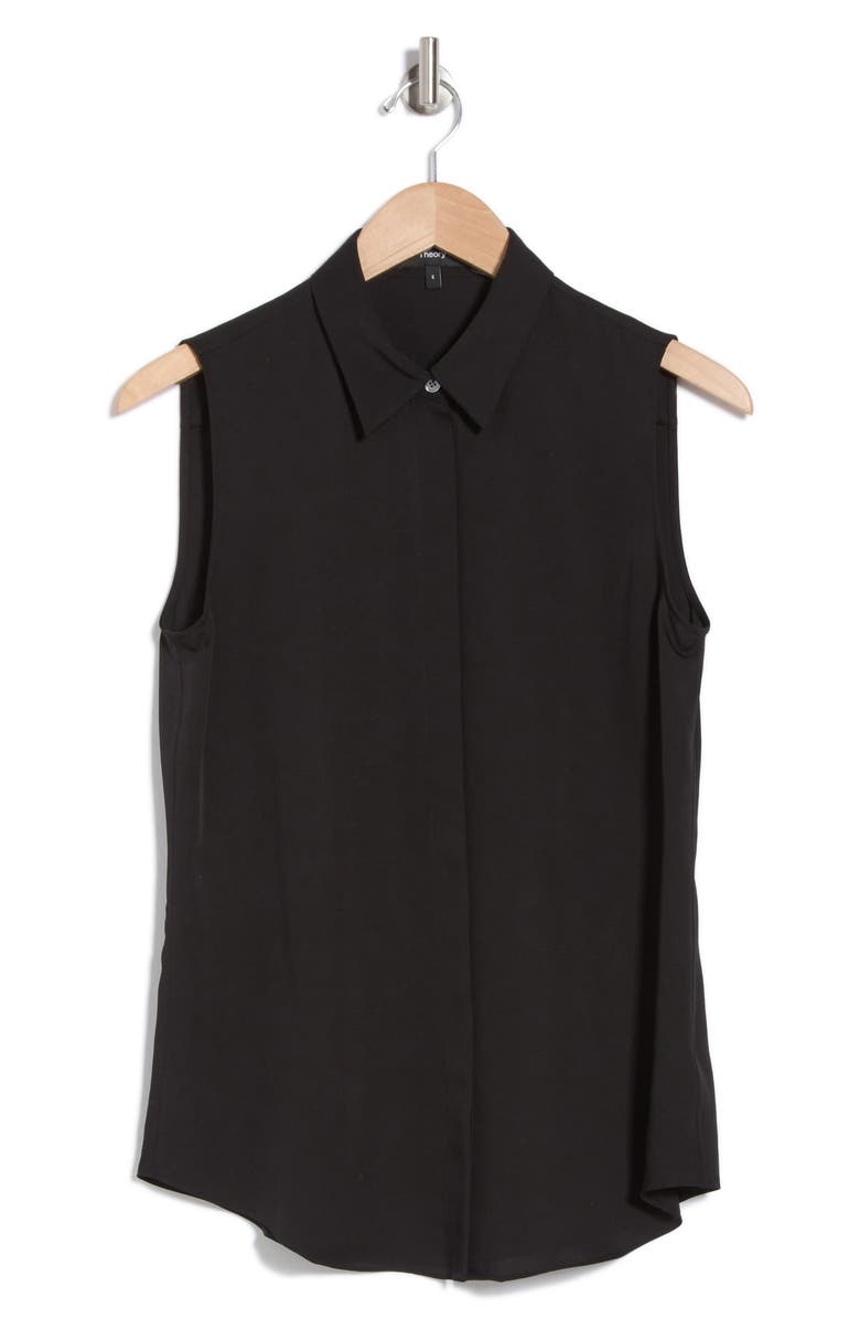 Silk Georgette Sleeveless Button-Up Shirt