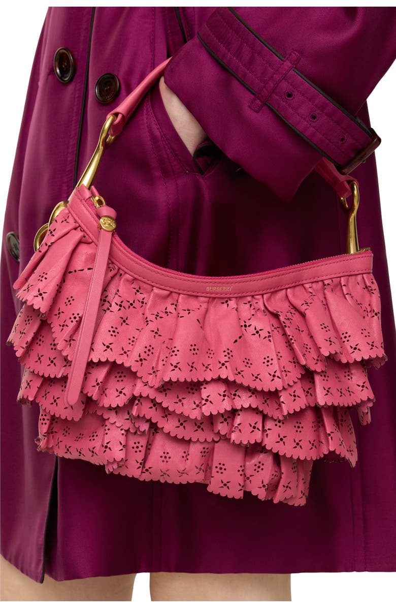 Burberry Mini Ruffle Bag, Alternate, color, Nougat Pink