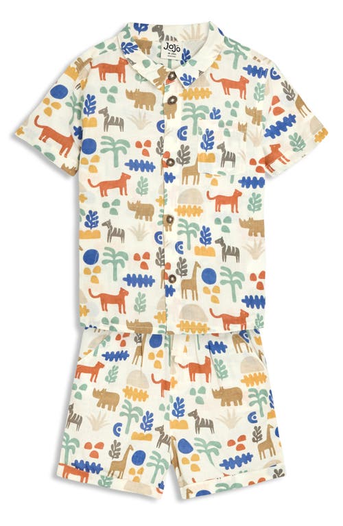 JOJO MAMAN BÉBÉ JOJO MAMAN BEBE SAFARI PRINT SHIRT & SHORTS SET 