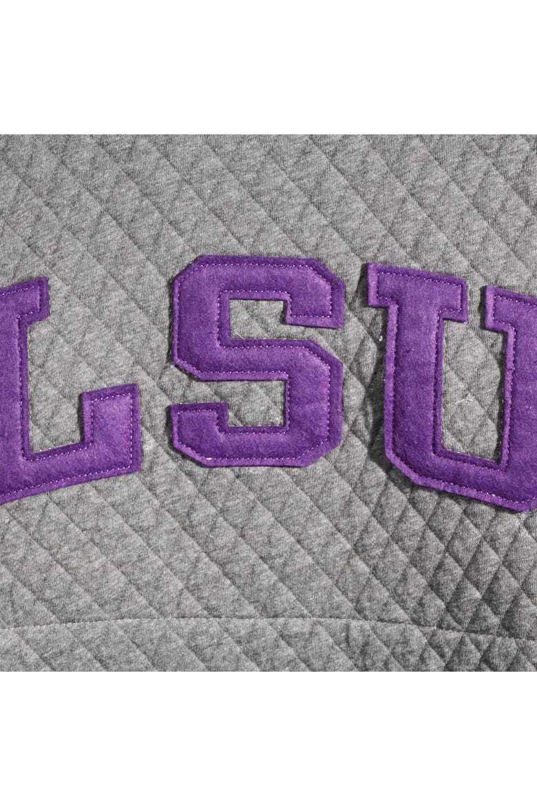 Women's Pressbox Heather Charcoal LSU Tigers Moose Quilted Pullover Sweatshirt, Alternate, color, Heather Gray
