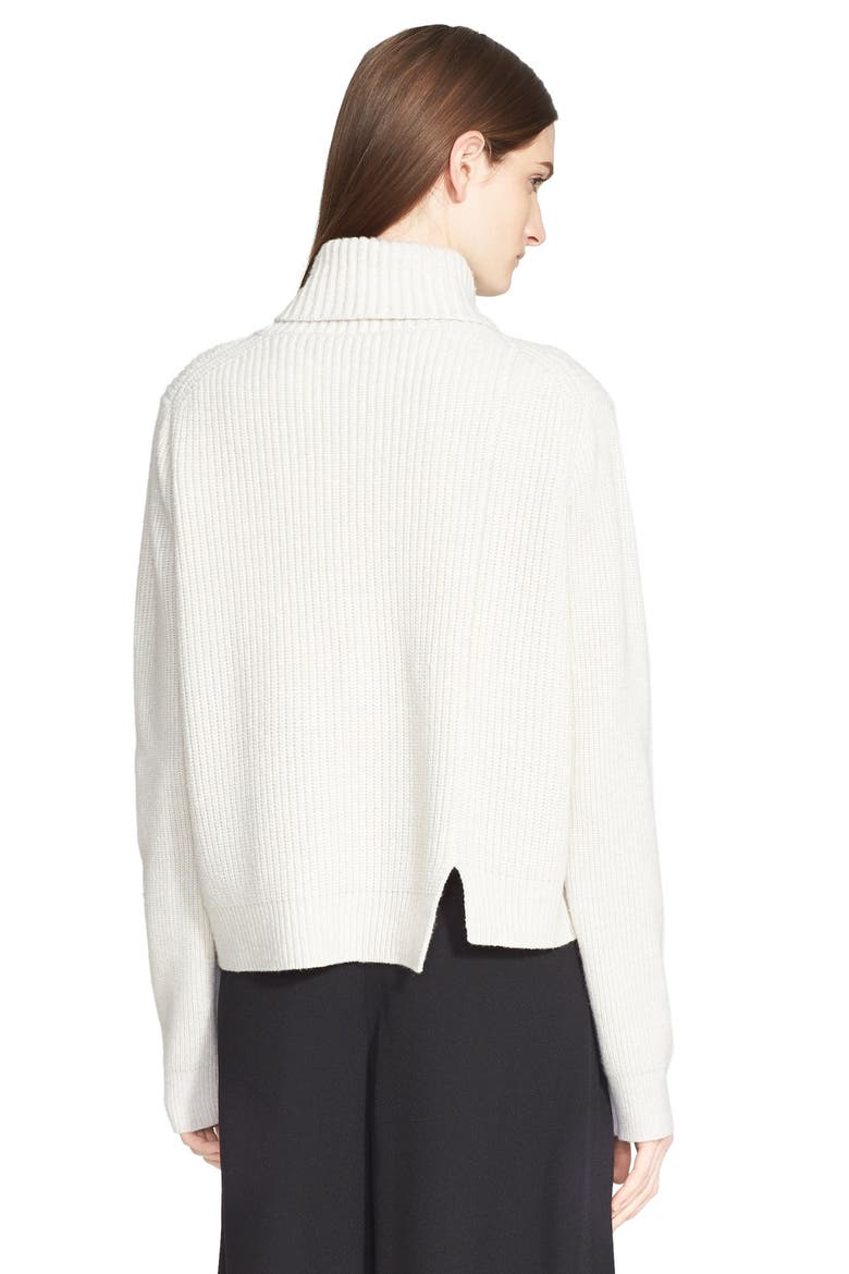 Ribbed Wool & Cashmere Turtleneck Sweater, Alternate, color, OFF WHITE