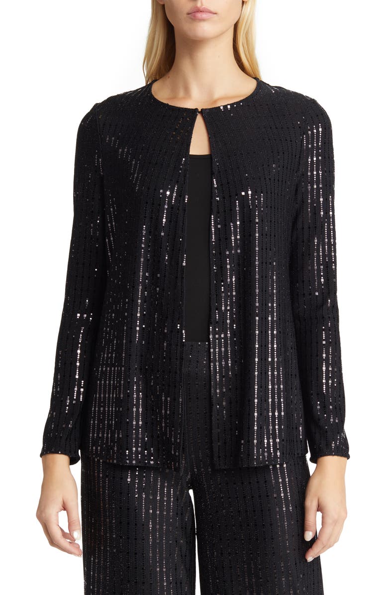 Anne Klein Linear Shine Jacket, Alternate, color, 