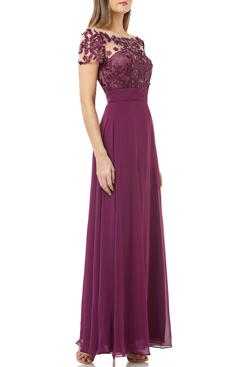 Embroidered A-Line Gown, Alternate, color, PLUM