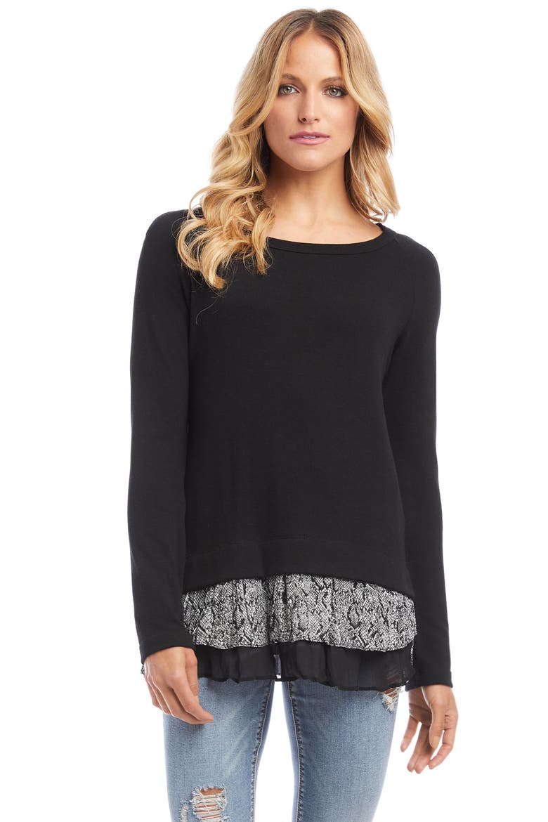 Snake Print Detail Sweater, Alternate, color, BLACK