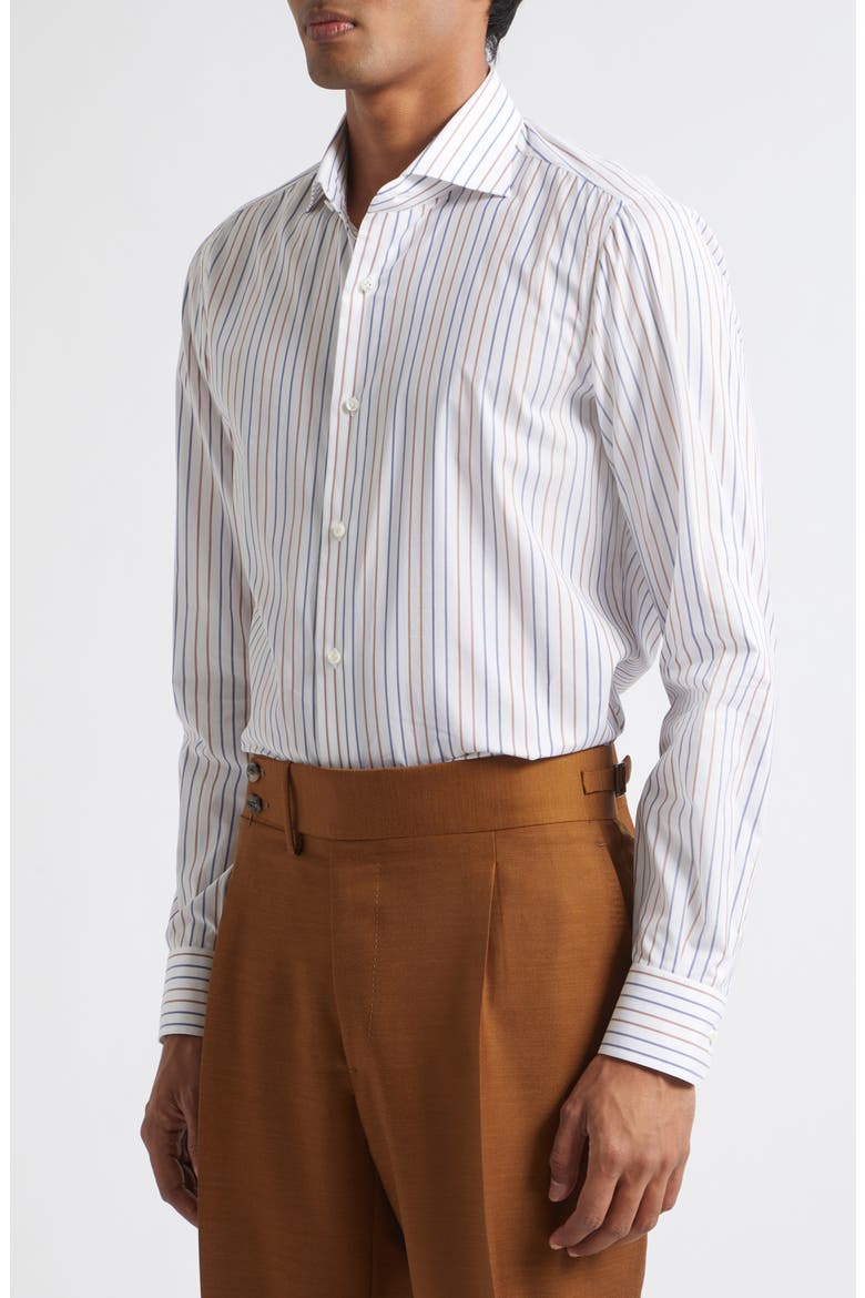 Striped Egyptian Mako Cotton Shirt, Alternate, color, WHITE BLUE 01