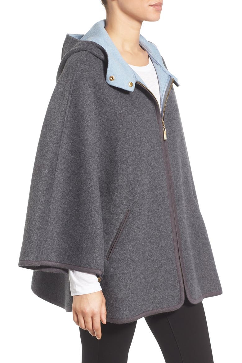 Double Face Cape Coat, Alternate, color, SMOKE