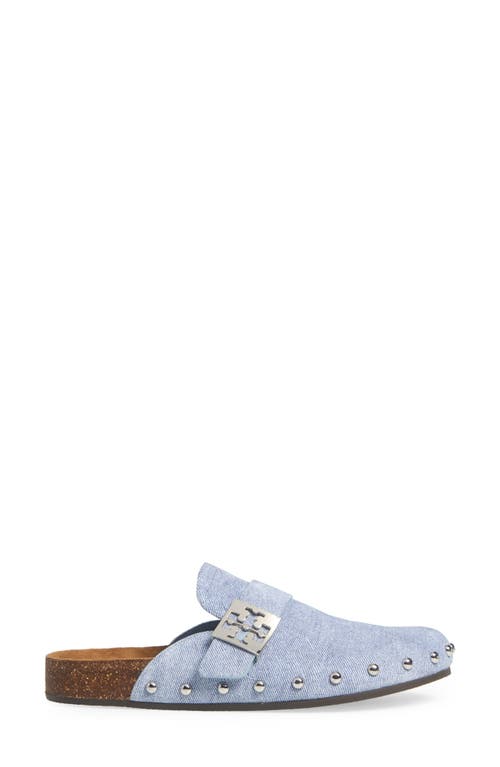 Tory Burch Mellow Studded Mule In Blue Cloud/silver