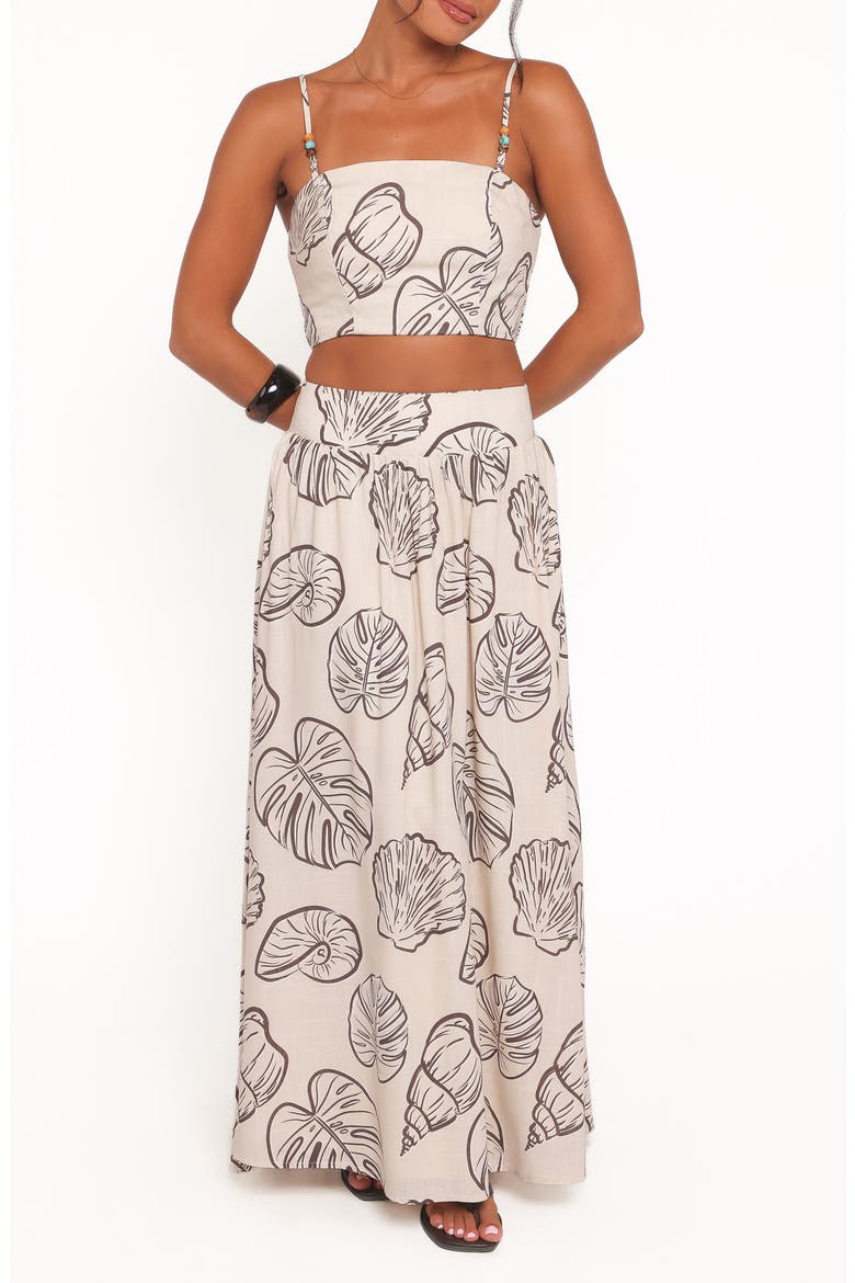 Kristy Crop Top & Maxi Skirt Set, Main, color, CREAM SHELLS