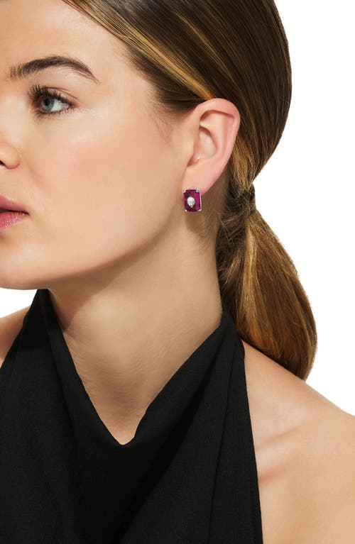 Kurt Geiger London Emerald Cut Crystal Stud Earrings In Pink