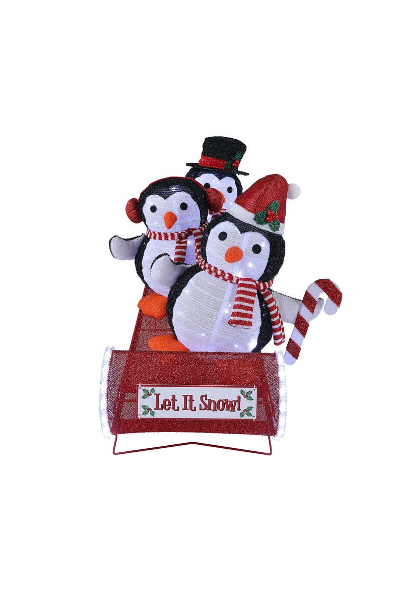 36 in. Animated Outdoor Sledding Buddies - Penguins, Main, color, Multicolor