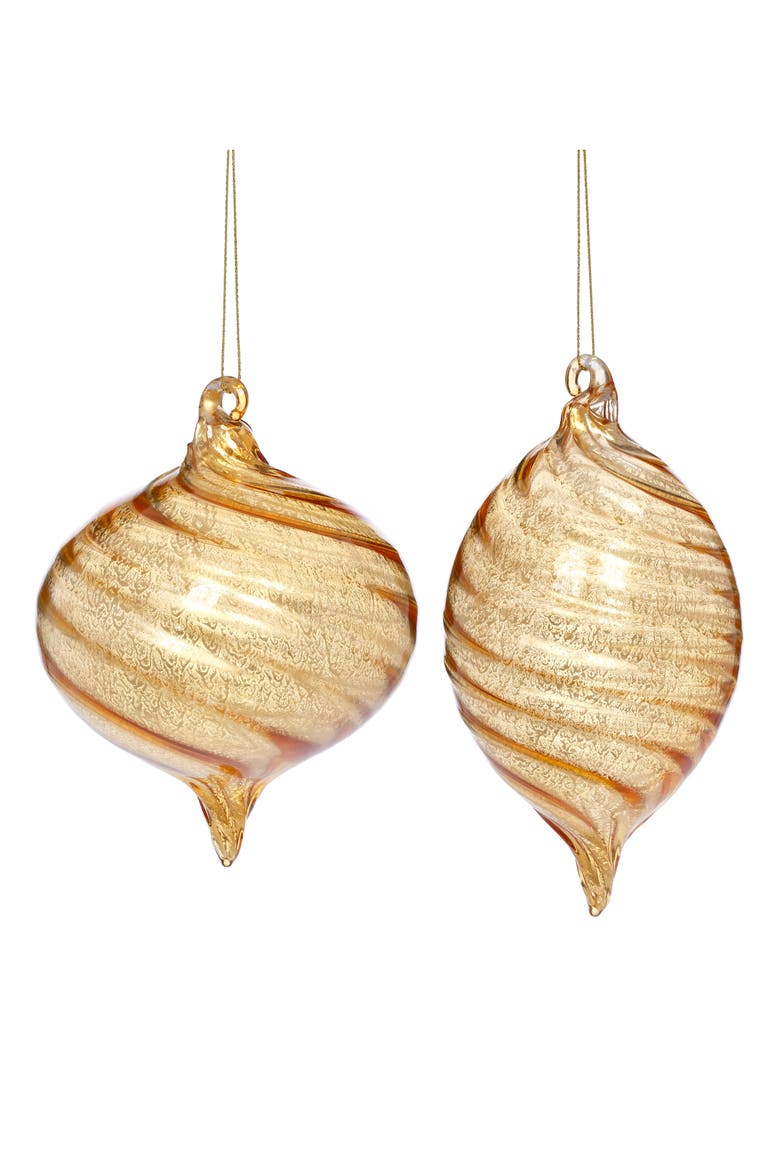 Gold Swirl Drop Ornament, Box of 6, Main, color, Amber