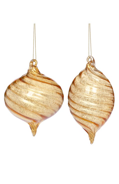 Gold Swirl Drop Ornament, Box of 6
