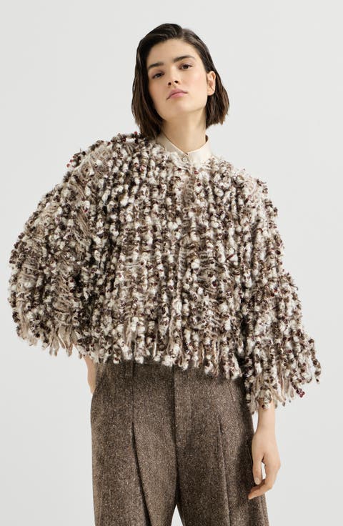 Dazzling twist embroidery cardigan in mohair and wool