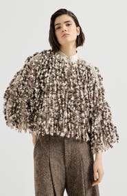 Brunello Cucinelli Dazzling twist embroidery cardigan in mohair and wool