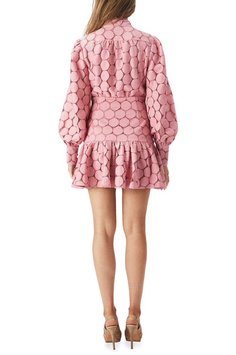 Remy Long Sleeve Spot Lace Minidress, Alternate, color, LILY PINK