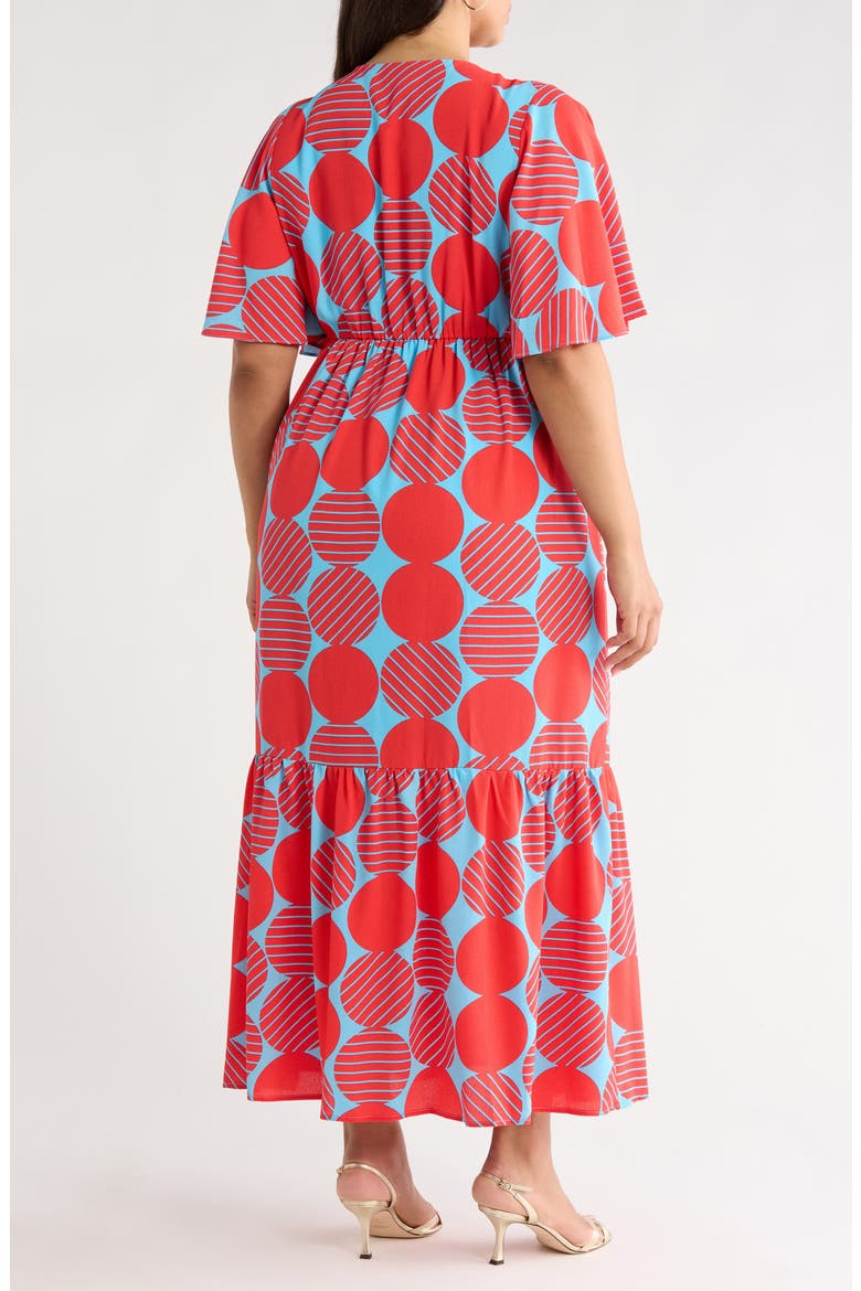 Print Ruffle Hem Maxi Dress, Alternate, color, BLUE-RED