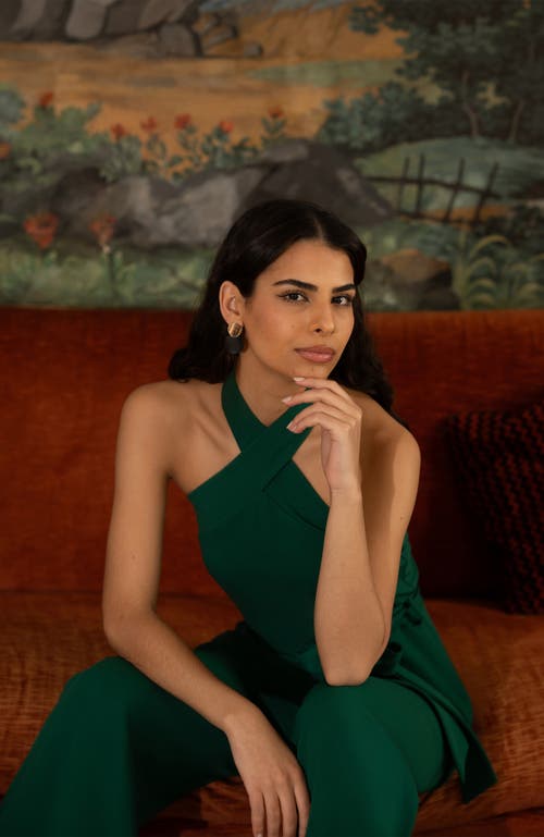 Yumi Cross Over Halter Neck Jumpsuit In Multi