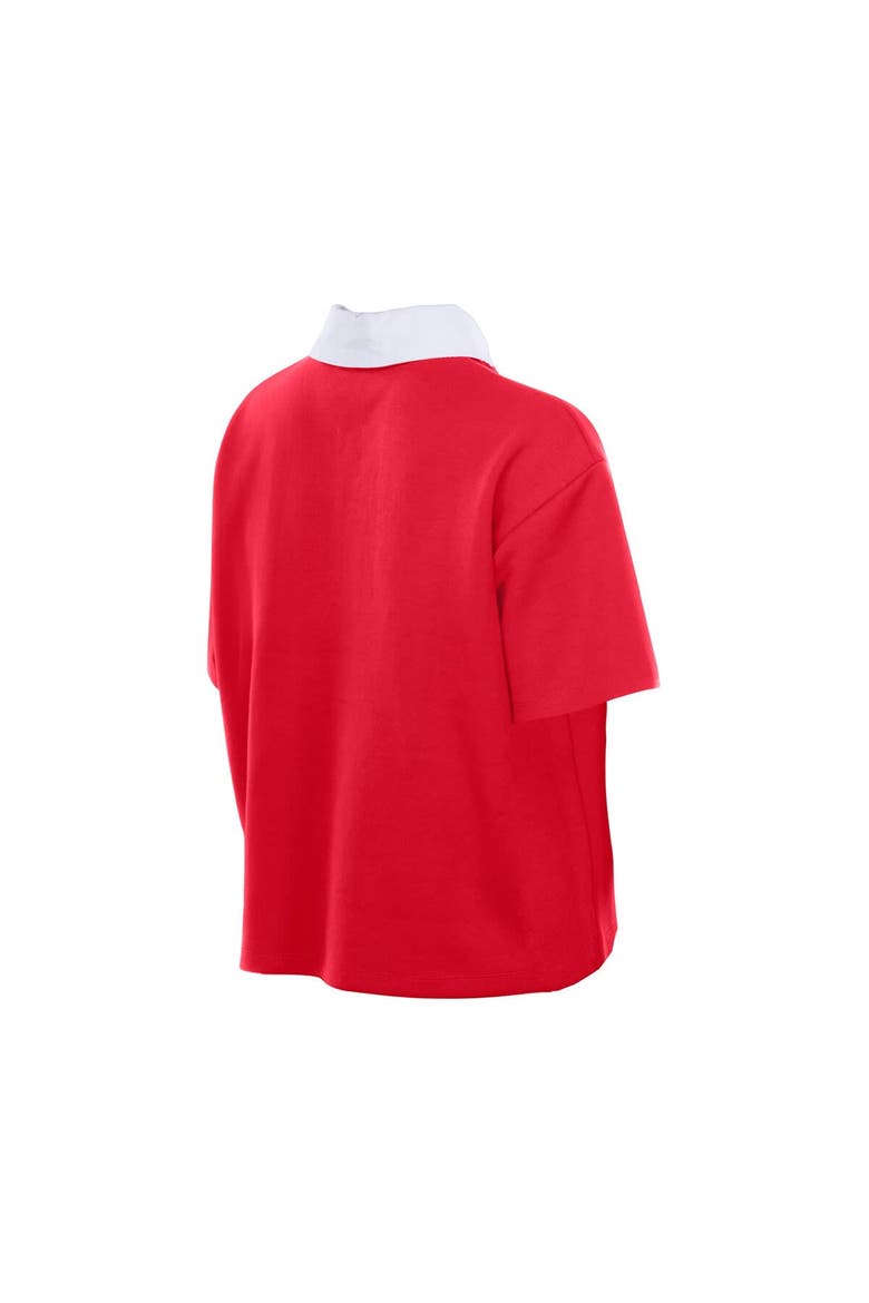Women's New Era Red Kansas City Chiefs Throwback Boxy Cropped Polo, Alternate, color, Red