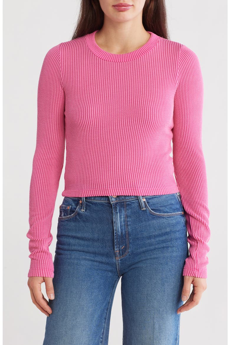 Long Sleeve Ribbed Crop Top, Main, color, PINK
