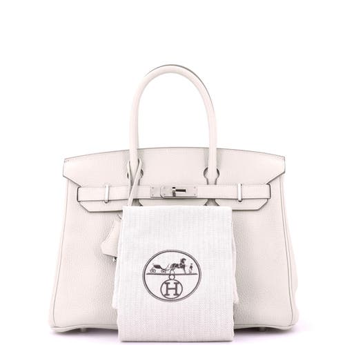 Pre-owned Hermes Hermes Birkin Handbag Light Clemence With Palladium Hardware 30 In White