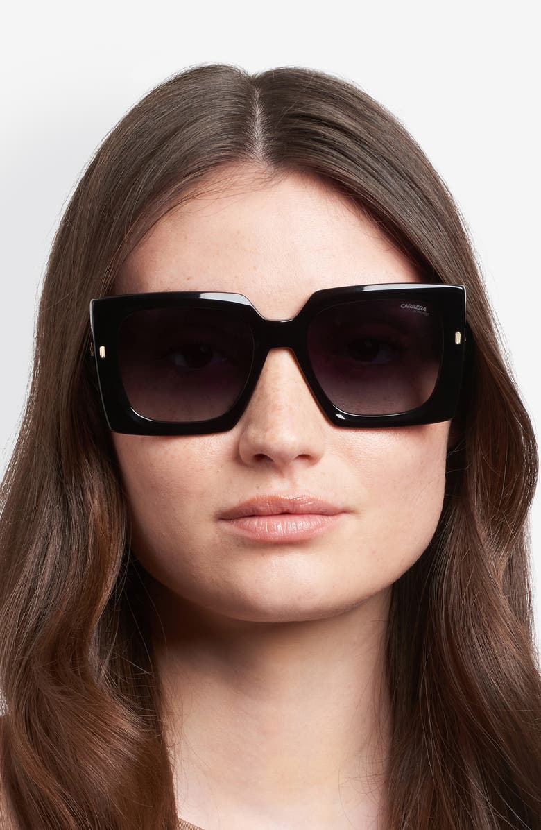 Carrera Eyewear 55mm Rectangular Sunglasses, Alternate, color, Black/ Dark Grey Sf