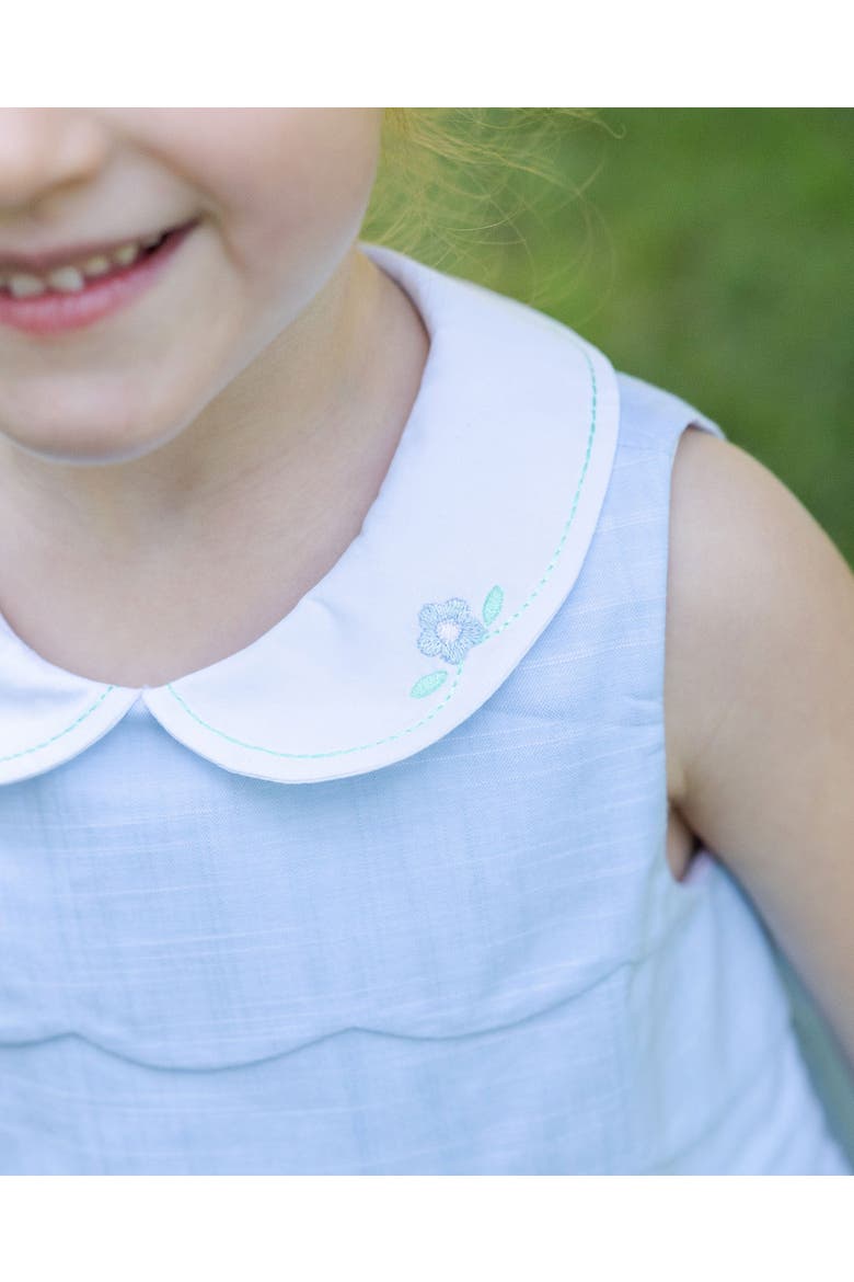 Linen Look Dress With Embroidered Collar, Alternate, color, Light Blue