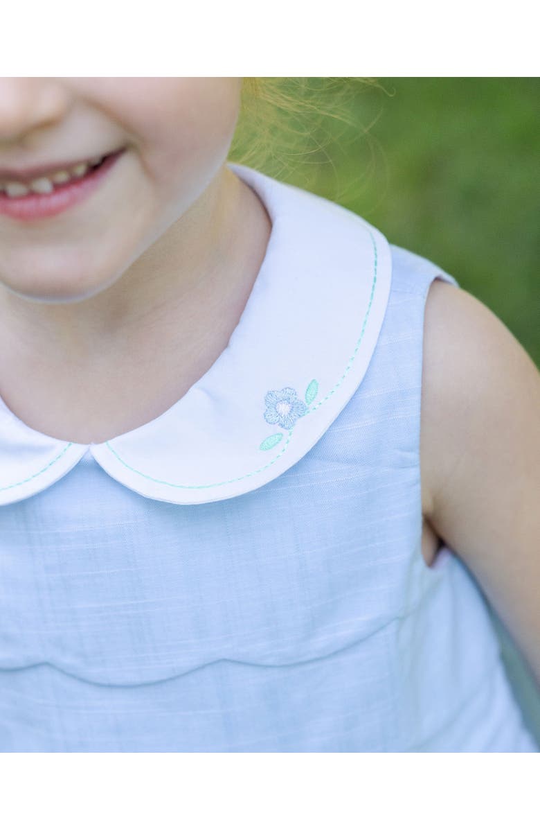 Florence Eiseman Linen Look Dress With Embroidered Collar, Alternate, color, Light Blue