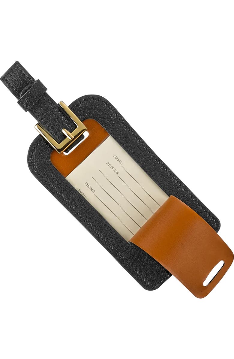 Graphic Image Leather Luggage Tag, Alternate, color, Black