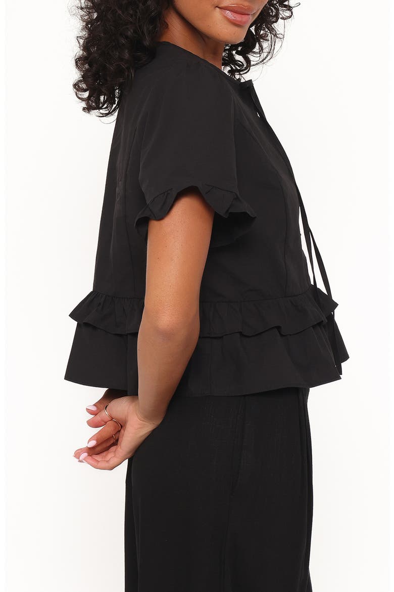 Sorcha Button-Up Peplum Top, Alternate, color, BLACK