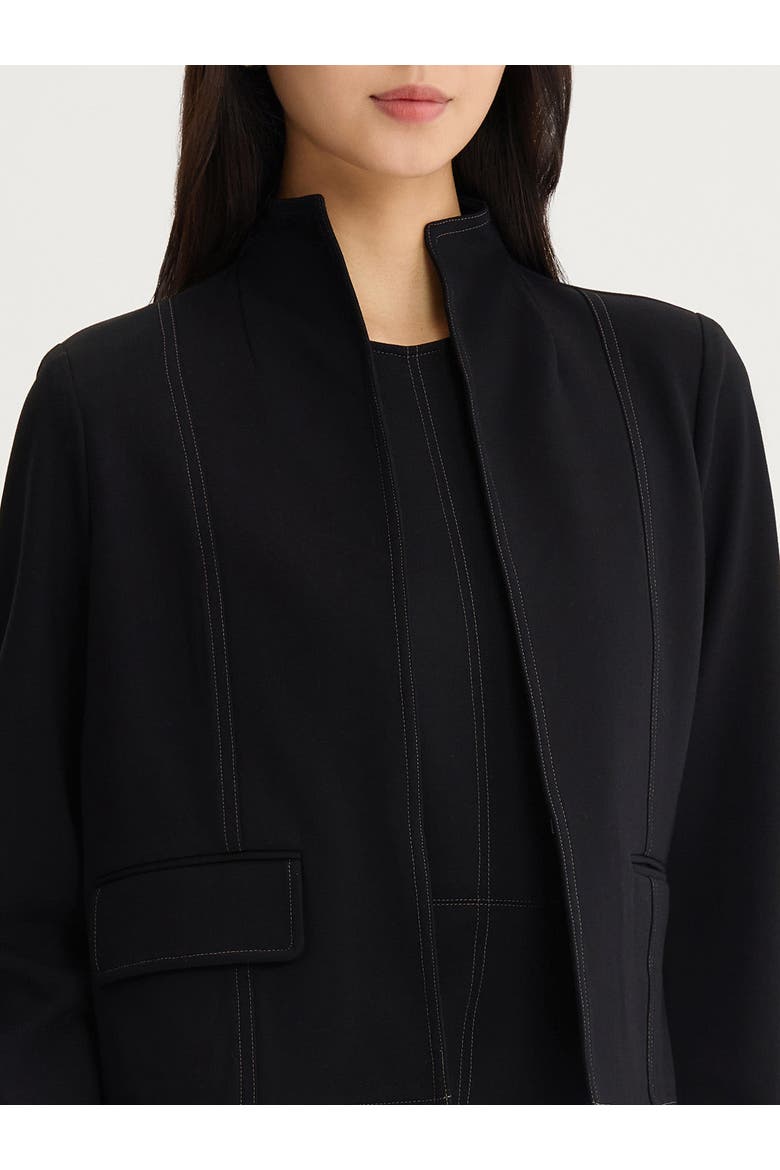 Relaxed LuxeStretch Ponte Contrast Stitch Jacket, Alternate, color, Black/Charmeuse
