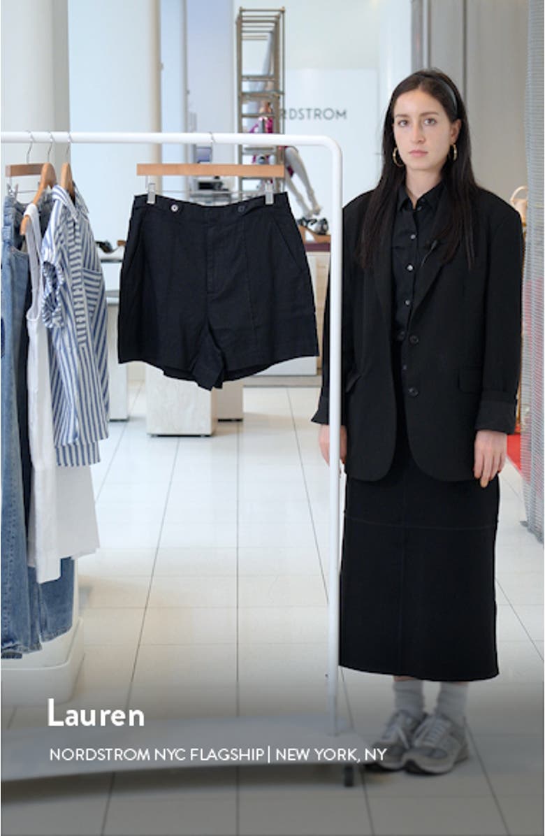 Clean Button Tab Linen Shorts, sales video thumbnail