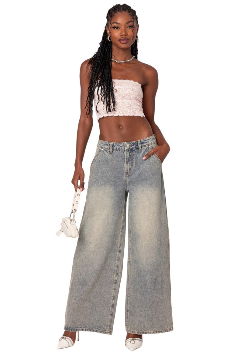 Baggy Wide Leg Jeans, Alternate, color, GRAY