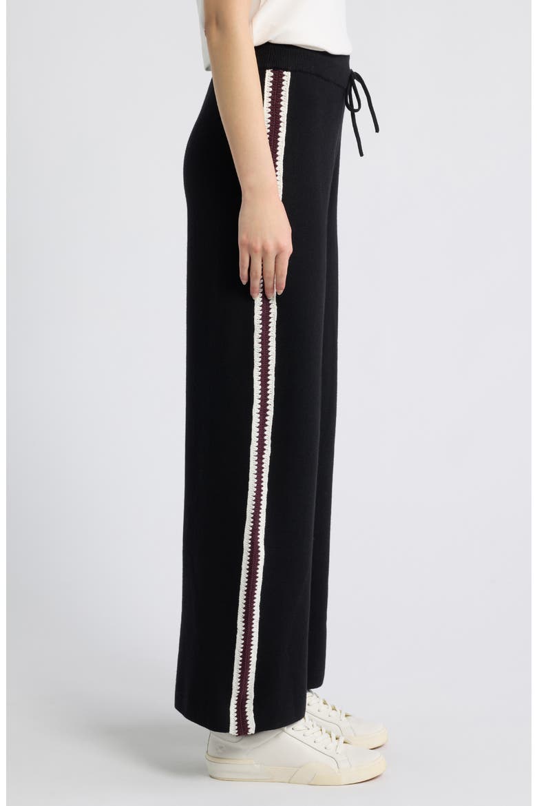 Tucker Knit Track Pants, Alternate, color, BLACK MERLOT STRIPE