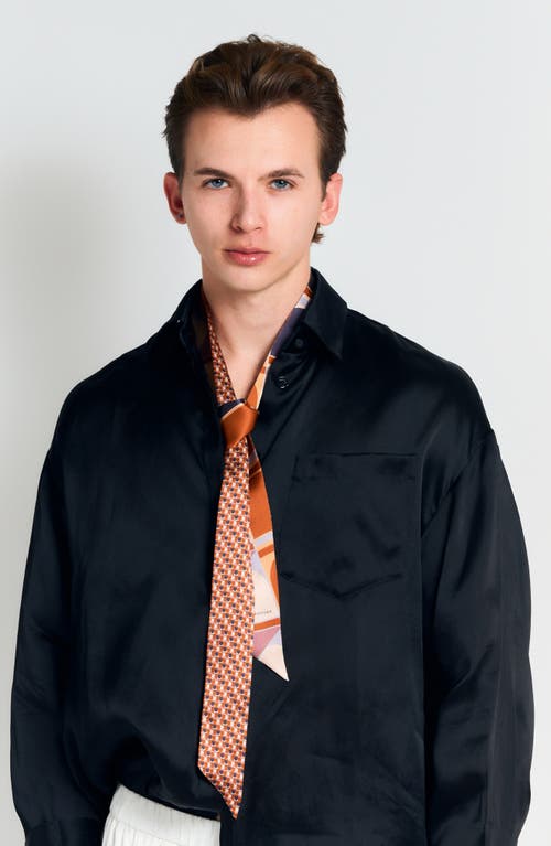Lost Pattern Modular Skinny Silk Scarf In Orange