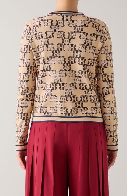 Lk Bennett Odette Logo Monogram Cardigan In Multi