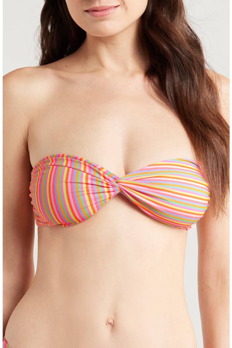 Twist Strapless Bandeau Bikini Top, Main, color, SUNSHINE SORBET