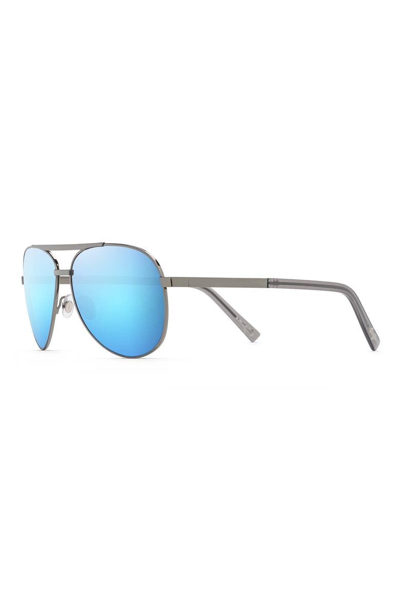 Seacliff 61mm Polarized Aviator Sunglasses, Alternate, color, GUNMETAL/ BLUE HAWAII MIRROR