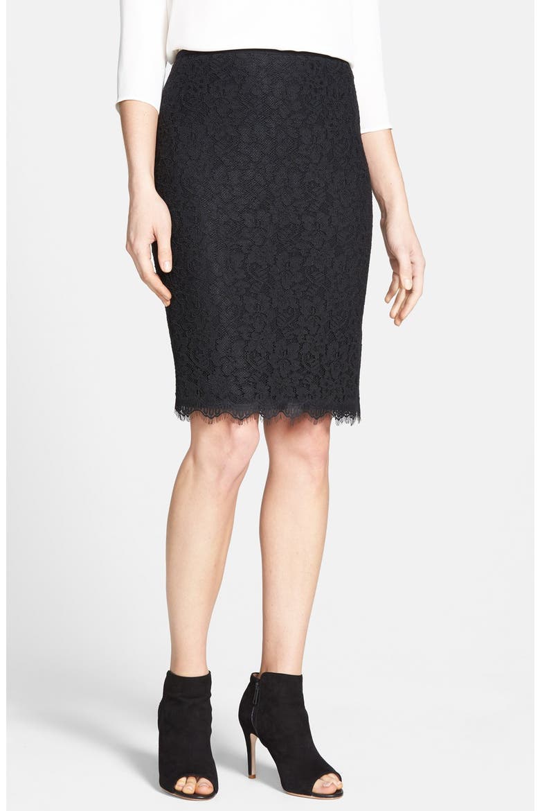 'Scotia' Lace Pencil Skirt, Main, color, BLACK