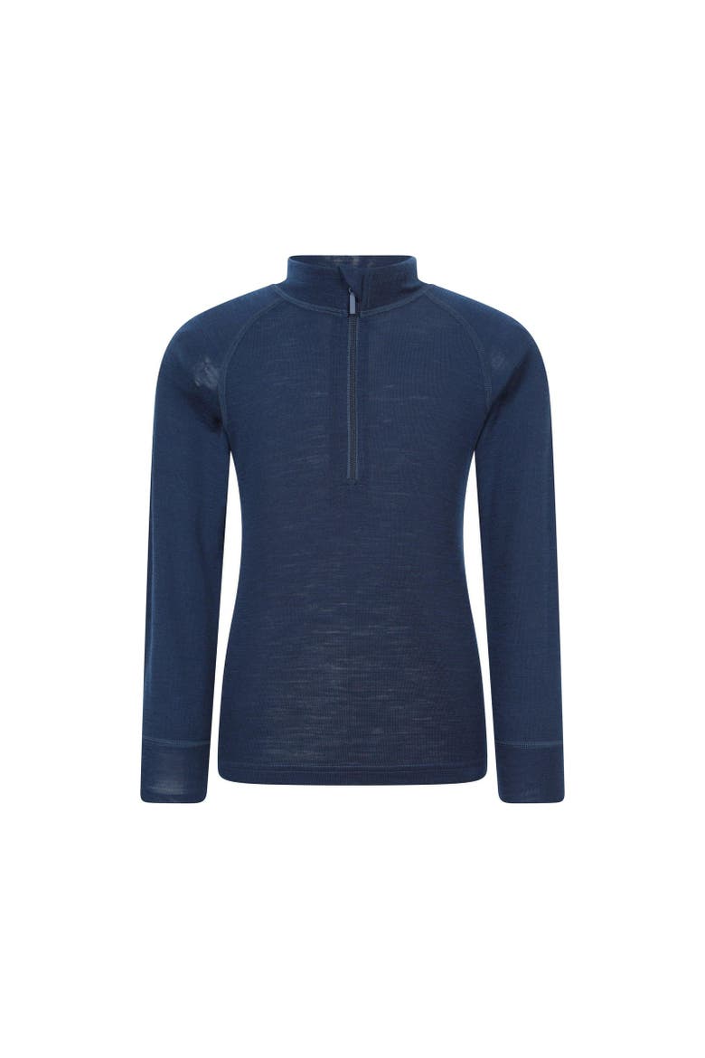 Childrens/Kids Merino Blend Half Zip Base Layer Top, Main, color, Navy