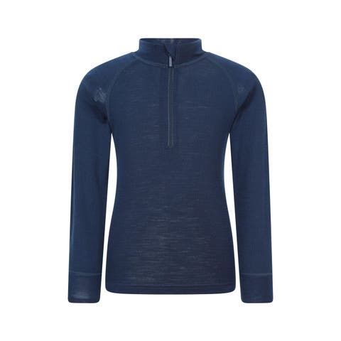 Childrens/Kids Merino Blend Half Zip Base Layer Top
