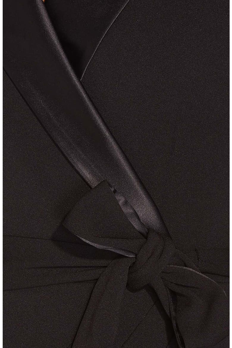 Long Sleeve Crepe Tuxedo Dress, Alternate, color, BLACK