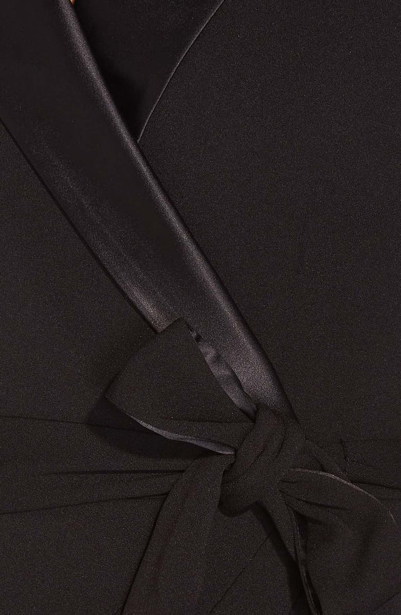 Adrianna Papell Long Sleeve Crepe Tuxedo Dress, Alternate, color, Black