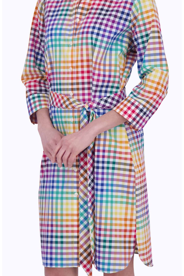 Rocca Rainbow Gingham Tie Waist Shirtdress, Alternate, color, MULTI PLAID
