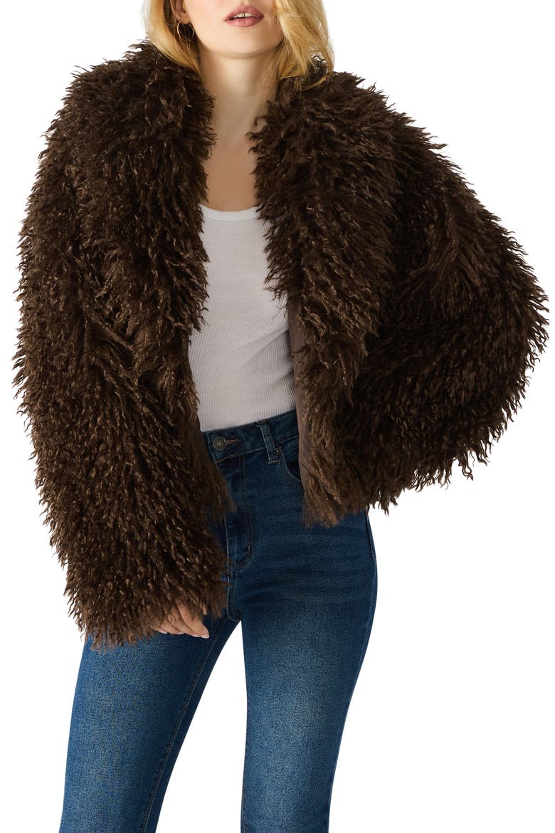 Inaya Faux Fur Jacket, Main, color, DARK ESPRESSO