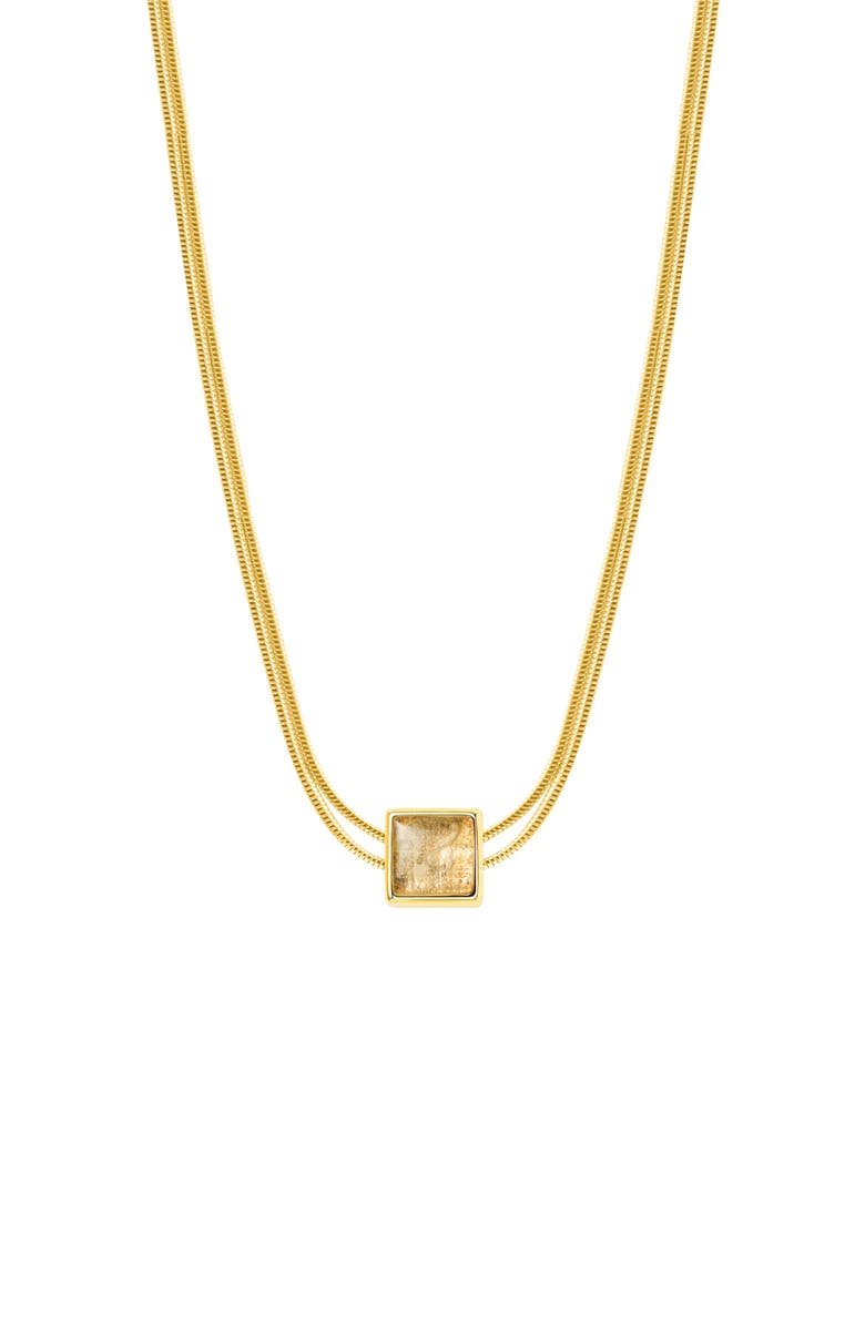 Karma and Luck Attract & Connect - Clear Quartz Evil Eye April Birthstone Necklace, Main, color, Gold