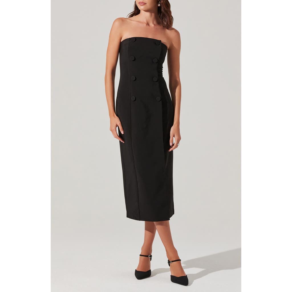 Astr The Label Strapless Tuxedo Midi Dress In Black