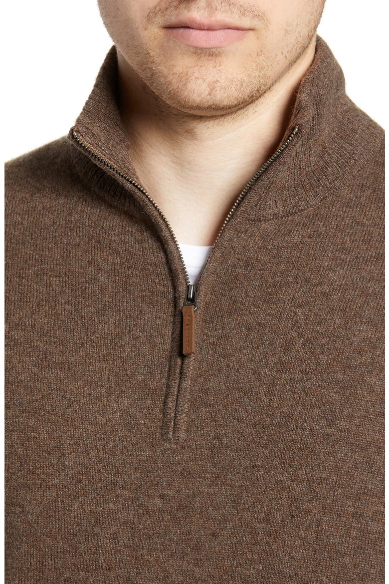 Cashmere Quarter Zip Pullover Sweater, Alternate, color, BROWN KONA