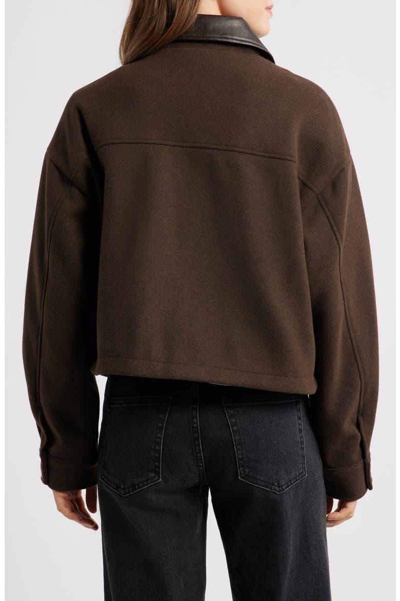 Faux Leather Collar Crop Bomber Jacket, Alternate, color, ESPRESSO